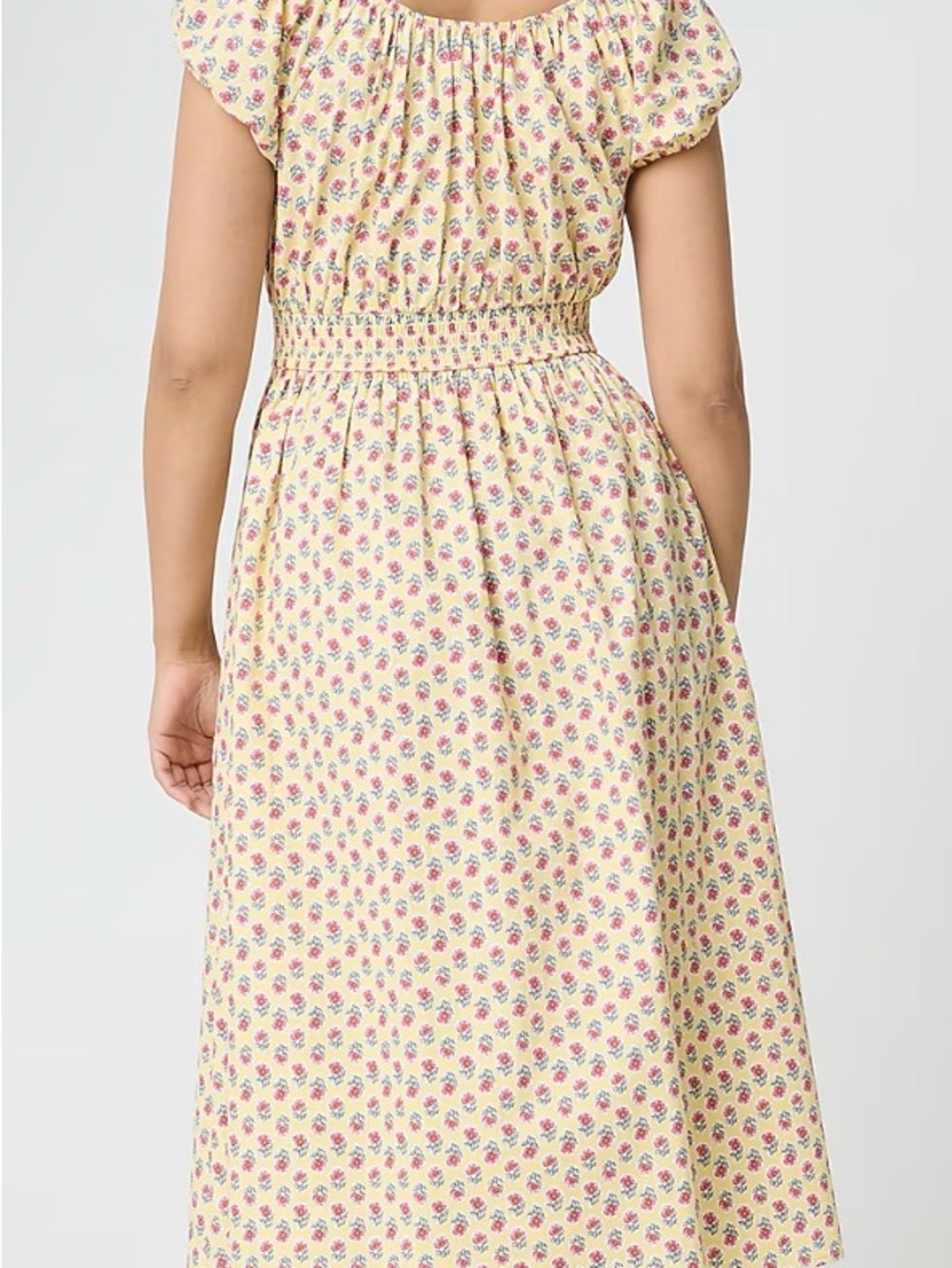J.Crew Smocked Waist Yellow Floral Midi Dress - Picture 2 of 5